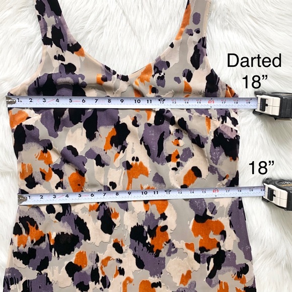 SOLD-Cabi Velvet Watercolor High-Low Slip Dress - Picture 12 of 13